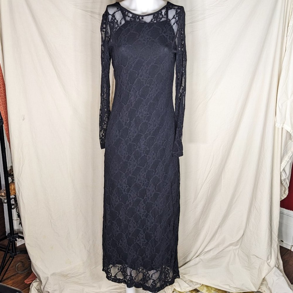 Jumping Joy Vintage 90s Goth Lace Maxi Dress